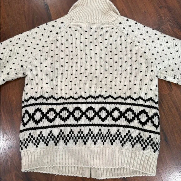Levi’s Sweater Women’s Large Nordic Heavy Knit Wool Zip Cardigan Shawl Collar - Picture 8 of 9